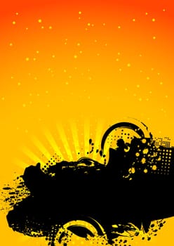 Bright contrast background: blots, beams and circles