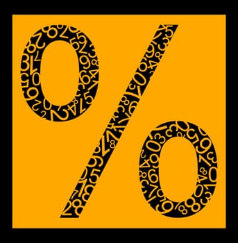The big badge "percent"" on a bright orange background"
