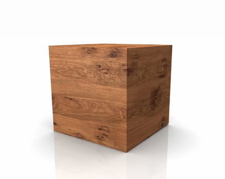 Wooden cube with straight edges - oak knothole