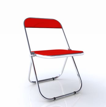 3D Folding Chair Red Silver