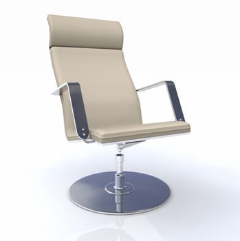Designer Executive Chair Beige Chrome