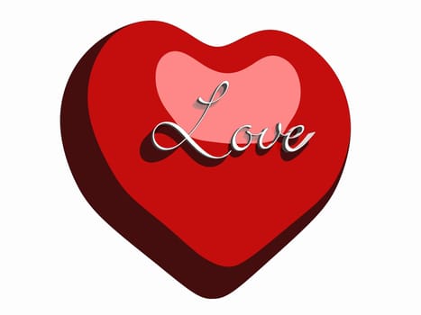 Comic Heart with Text - Love