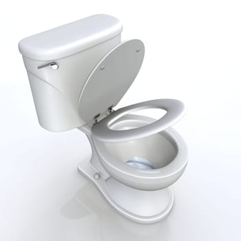 3D toilet half open top view