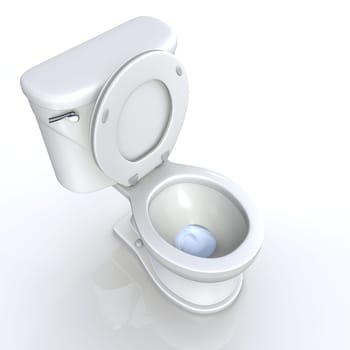 3D toilet open top view