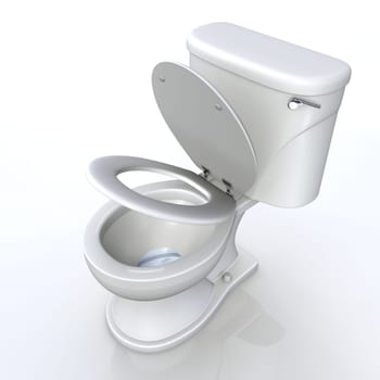 3D toilet half open top view