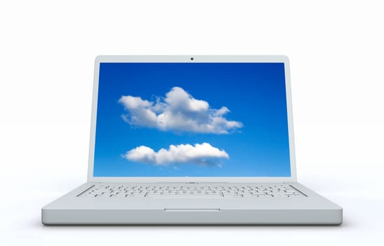 Laptop with clouds in the display
