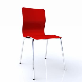 3D Chair Silver Red