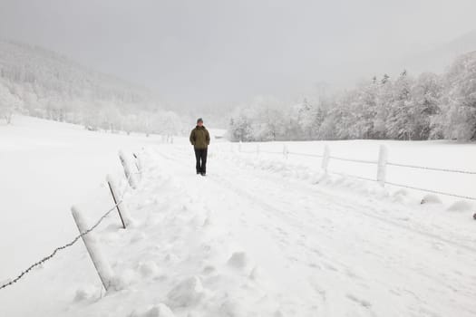 hiking in winter