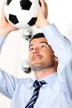 Business man with football