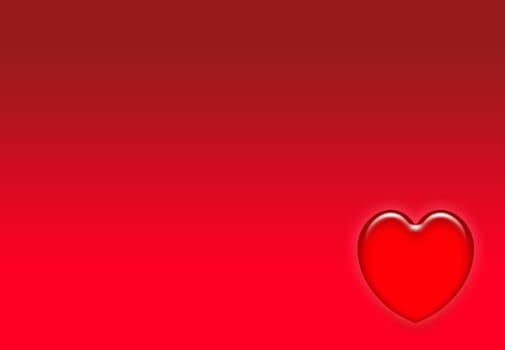 Red heart on red background gradient