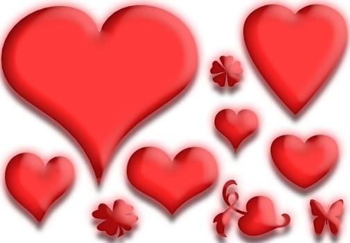 Heart Red Background Pink and Pink Hearts Gift Card