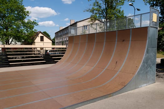 Close up of a ramp at a skate park