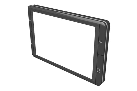 Navigation device with empty screen isolated on white