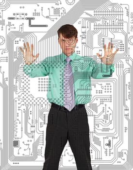A man held captive by the electronics