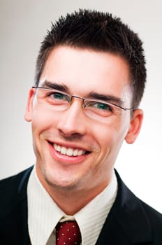young happy business man close up portrait