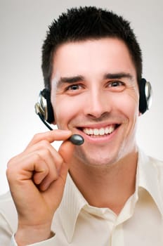 A friendly telephone operator close up shoot