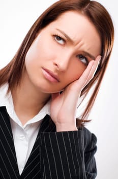 Young woman having a headache close up
