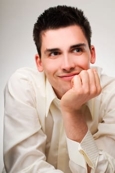 Young happy business men close up shoot