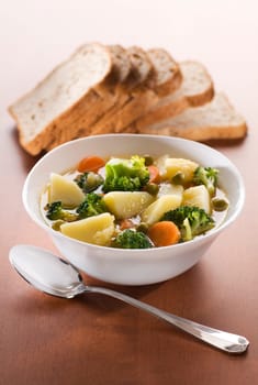 Fresh potato stew with vegetables close up