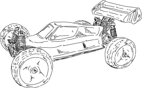 vector - hand draw RC buggy car isolated on background
