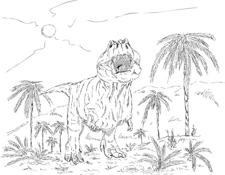 vector - dinosaur walking prehistoric nature , isolated on background