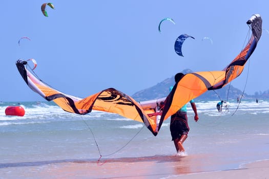 Kite surf or kite boarding at Hua Hin Thailand