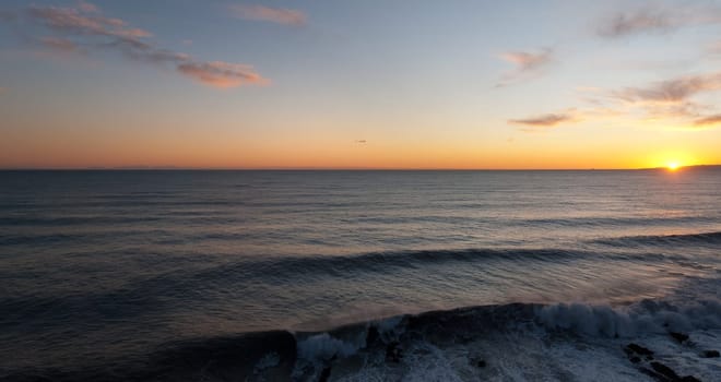 overview of a sunset over the sea