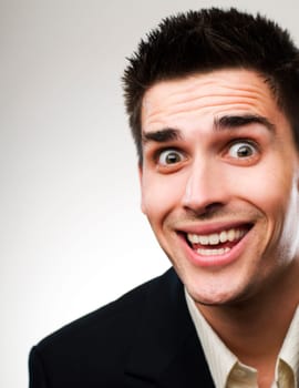 young surprised business men close up shoot