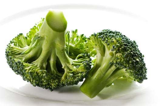 Fresh broccoli on a plate close up