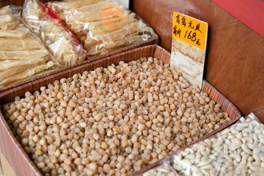 Dried fruits at a chinese market.