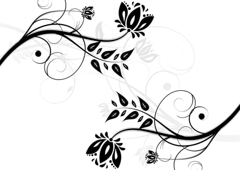 White and black floral background