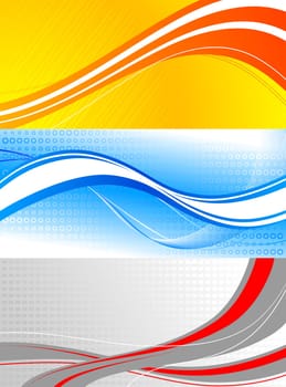 set of colourful banners: waves on bright backgrounds