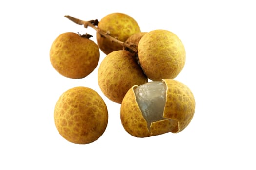 Asian exotic fruit  Longan or LamYai isolated on white