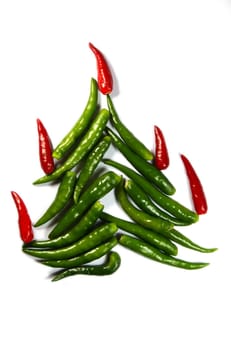 Spicy chili New Year Tree isolated on white