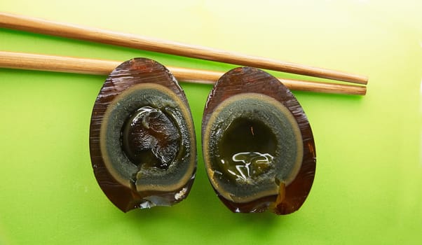 Traditional asian cuisine - Thousand year old eggs. Its something awful for European person.