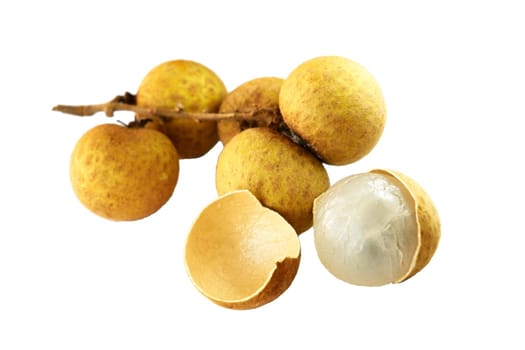 Asian exotic fruit  Longan or LamYai isolated on white