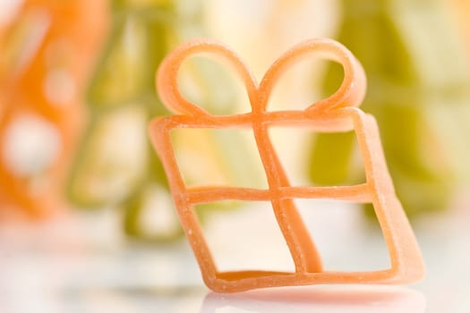Christmas noodles on white background in different shapes