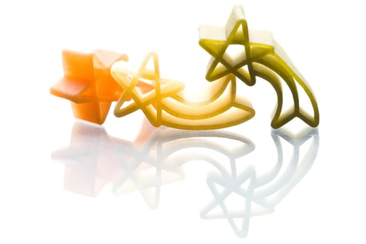 Christmas noodles on white background in different shapes