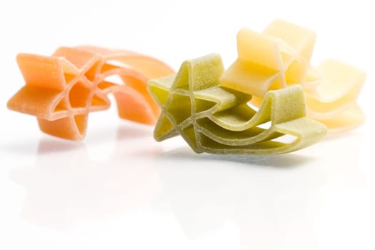 Christmas noodles on white background in different shapes