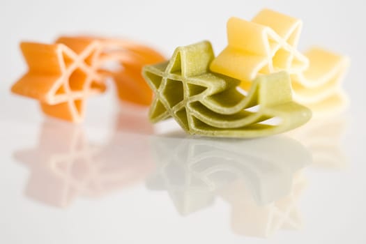 Christmas noodles on white background in different shapes