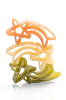 Christmas noodles on white background in different shapes