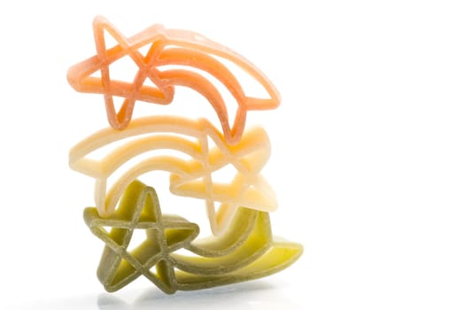 Christmas noodles on white background in different shapes