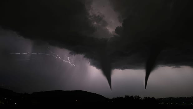 Tornado with lightning