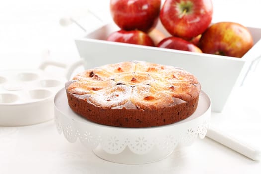Delicious homemade apple cheesecake with fresh apples