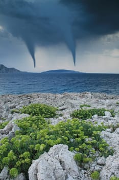 Tornado over sea