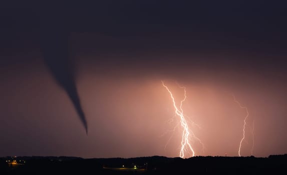 Tornado with lightning
