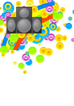 Bright musical background on a white