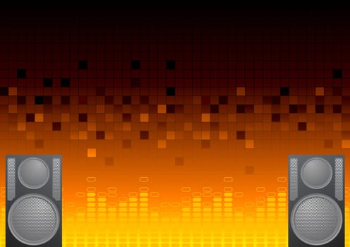 Abstract musical background with equalizer and loudspeakers