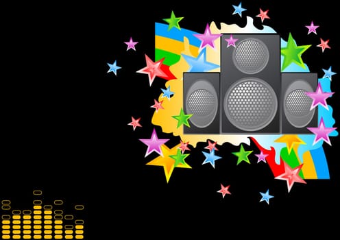 Bright musical image on a black background