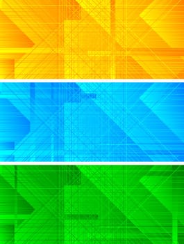 Set of three bright banners
